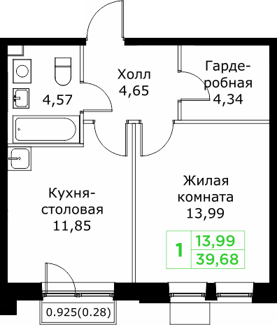 1 ккв 39,7 м²
