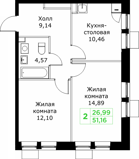 2 ккв 51,2 м²