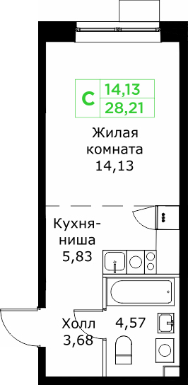 Студия 28,2 м²