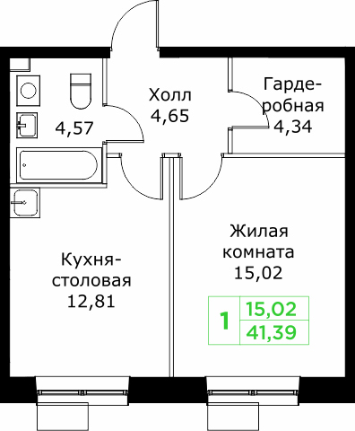 1 ккв 41,4 м²