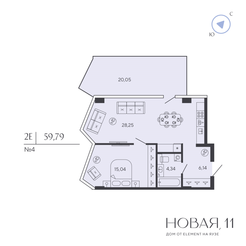 1 ккв 59,8 м²