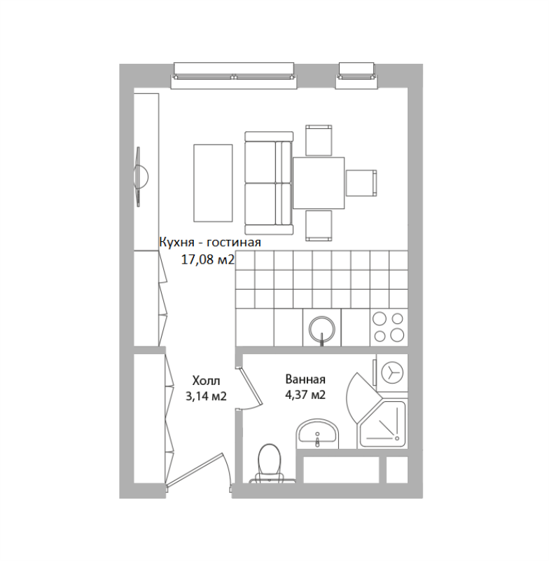 Студия 24,6 м²