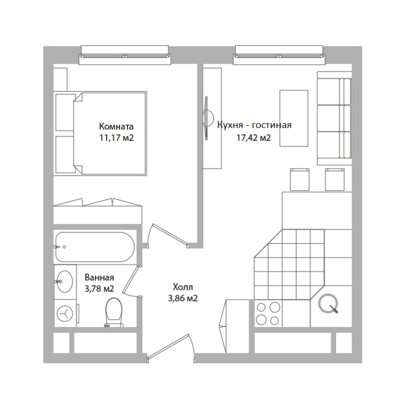 2 ккв (Евро) 36,2 м²