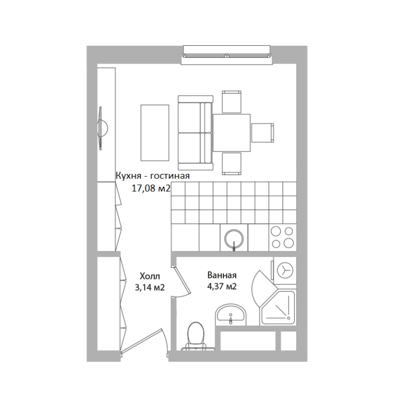 Студия 24,6 м²