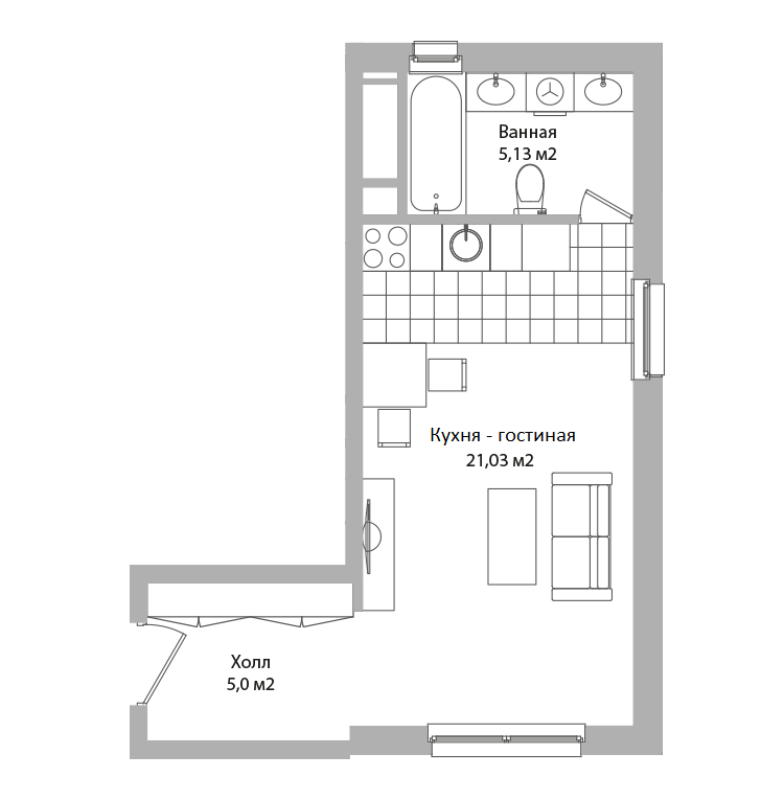 Студия 31,2 м²