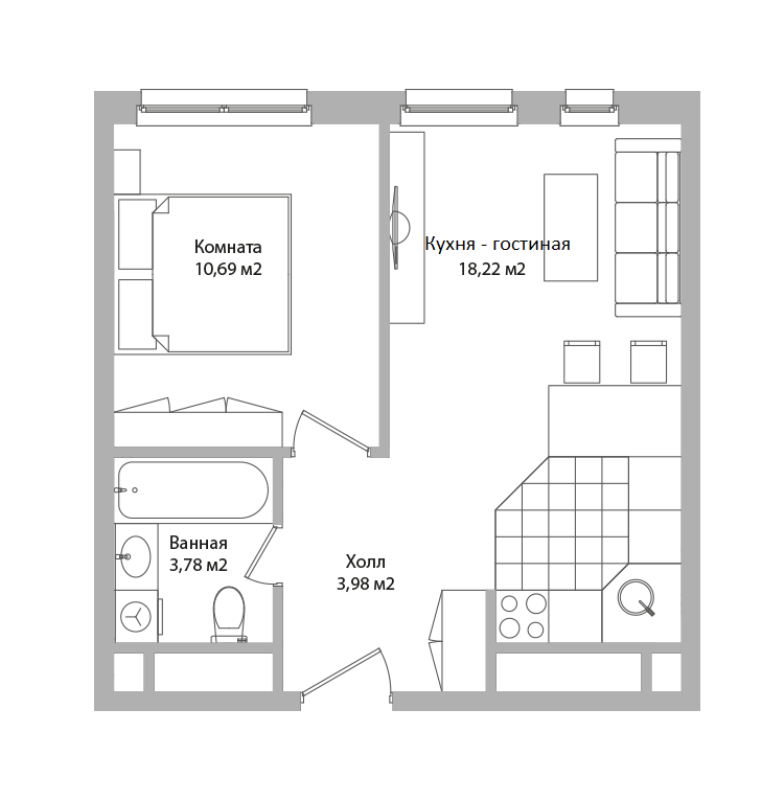 2 ккв (Евро) 36,7 м²