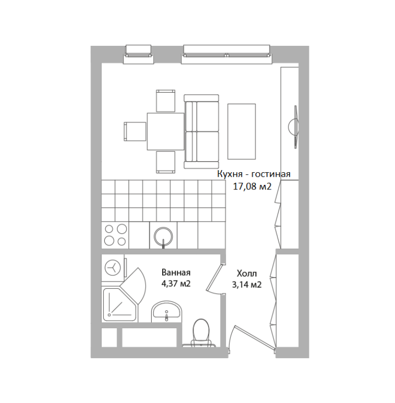 Студия 24,6 м²