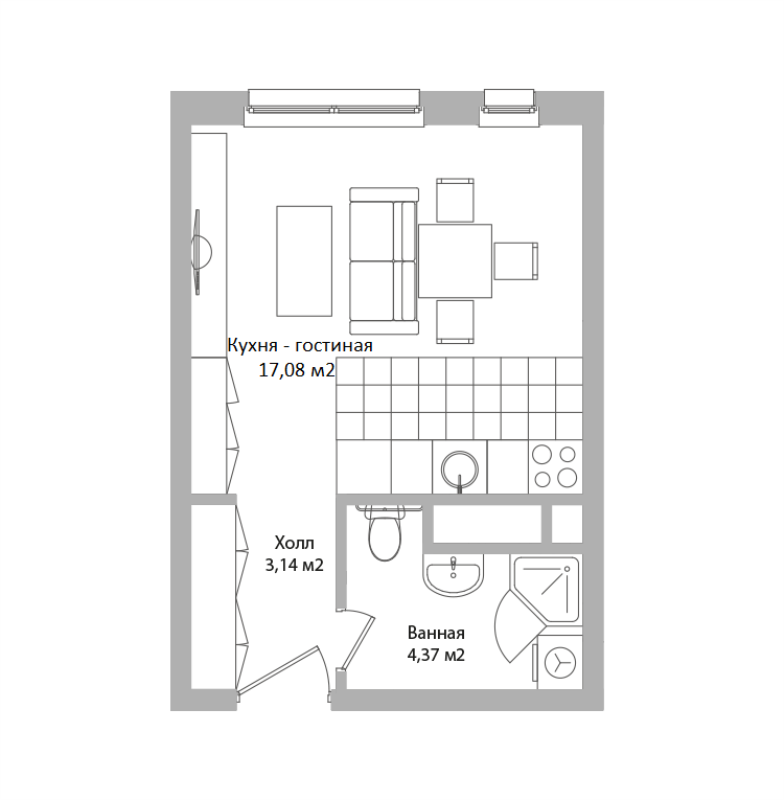 Студия 24,6 м²