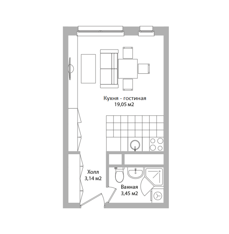 Студия 25,6 м²