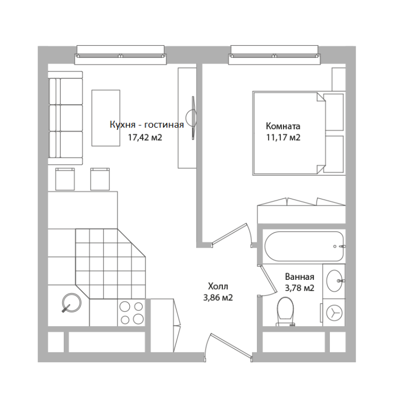 2 ккв (Евро) 36,2 м²