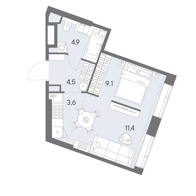 2 ккв (Евро) 33,5 м²
