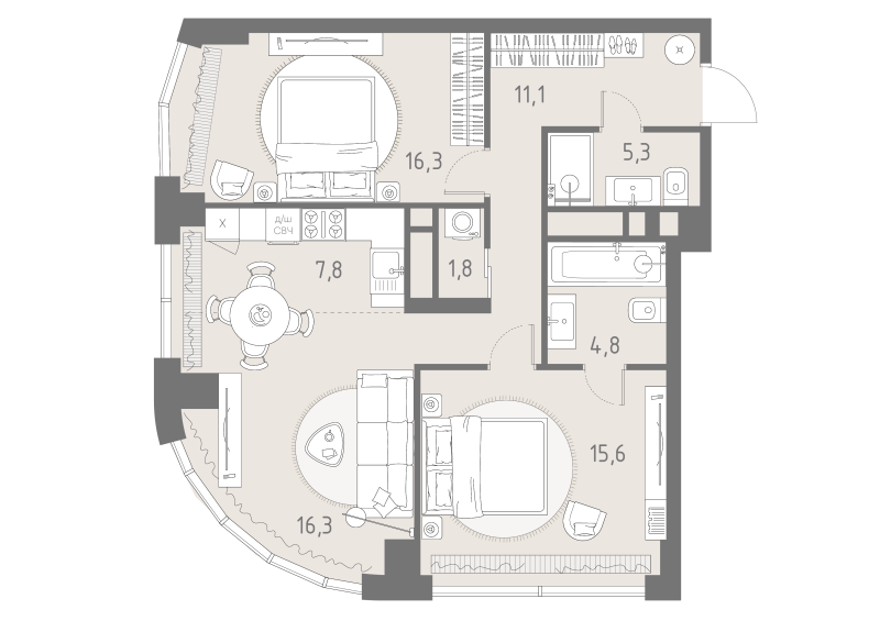 3 ккв (Евро) 79 м²