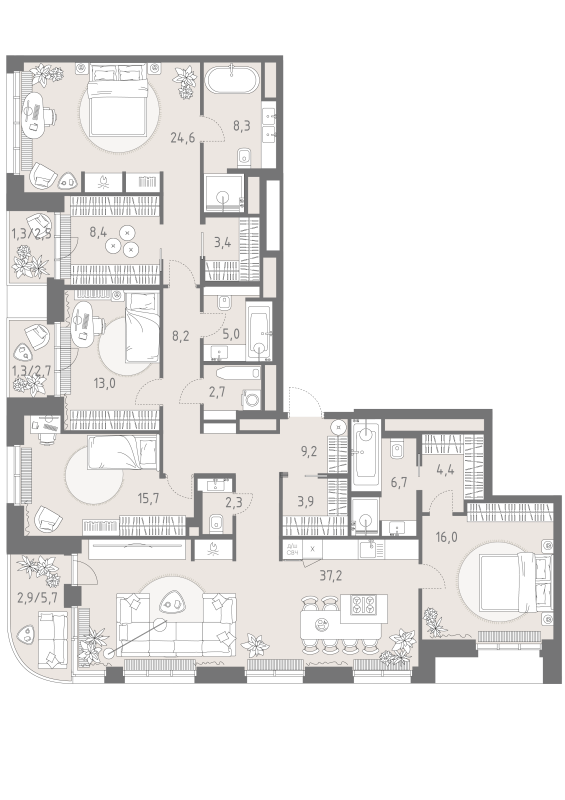 5 ккв (Евро) 174,5 м²