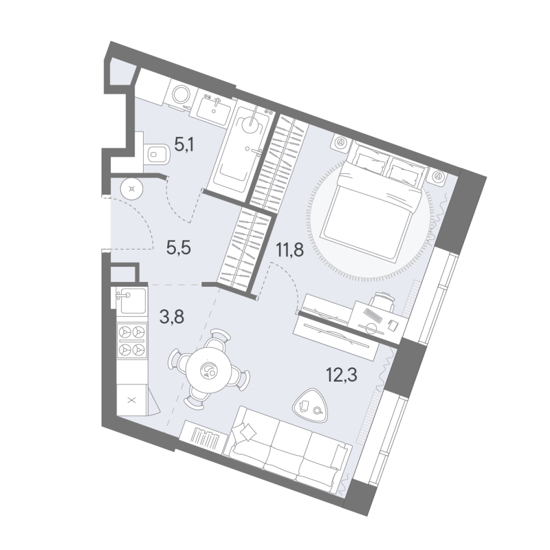 2 ккв (Евро) 38,5 м²