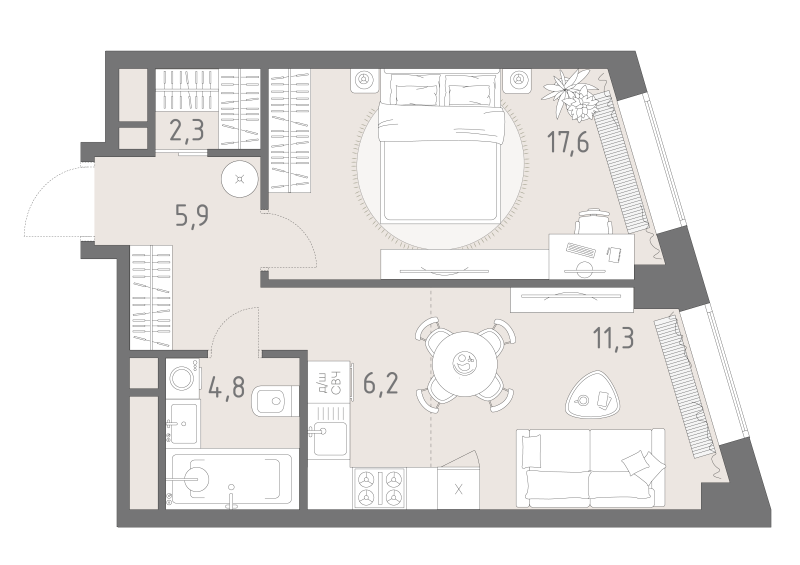 2 ккв (Евро) 48,1 м²