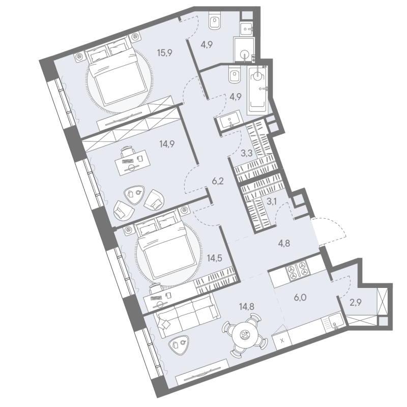 4 ккв (Евро) 96,2 м²