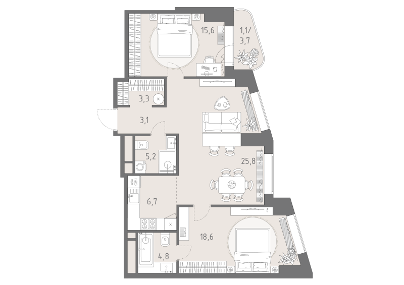 3 ккв (Евро) 84,2 м²