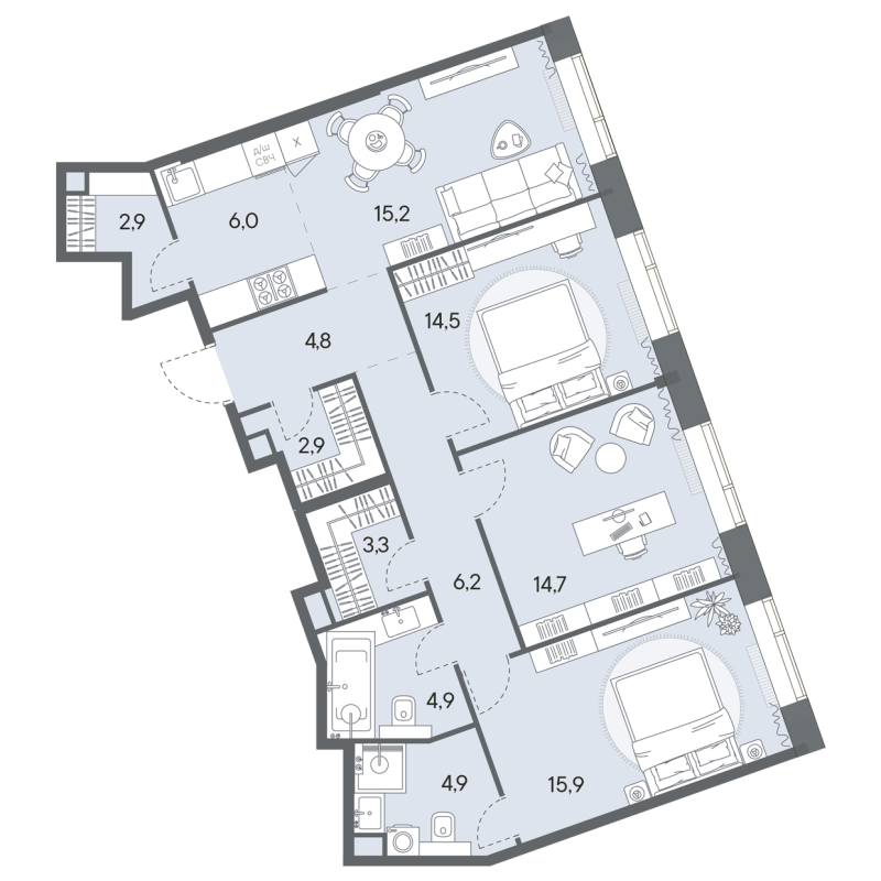 4 ккв (Евро) 96,2 м²