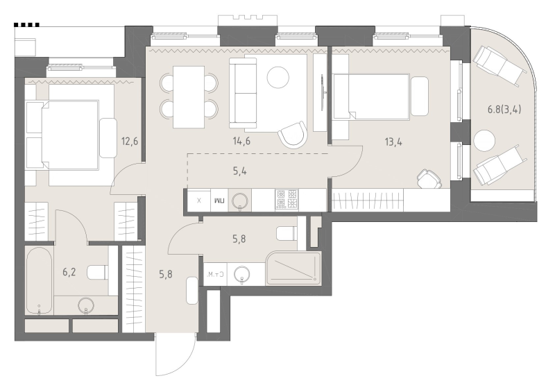 3 ккв (Евро) 67,2 м²