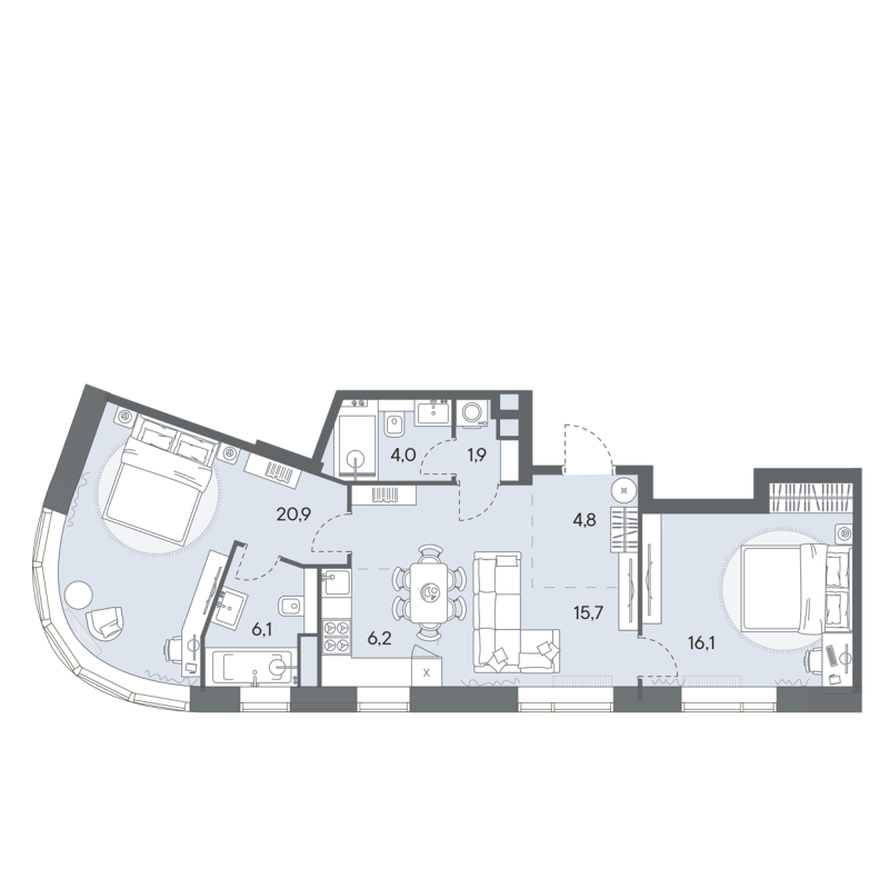 3 ккв (Евро) 75,7 м²