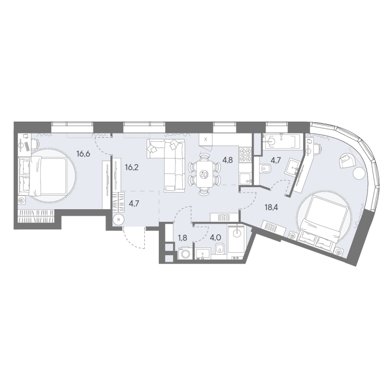 3 ккв (Евро) 71,2 м²