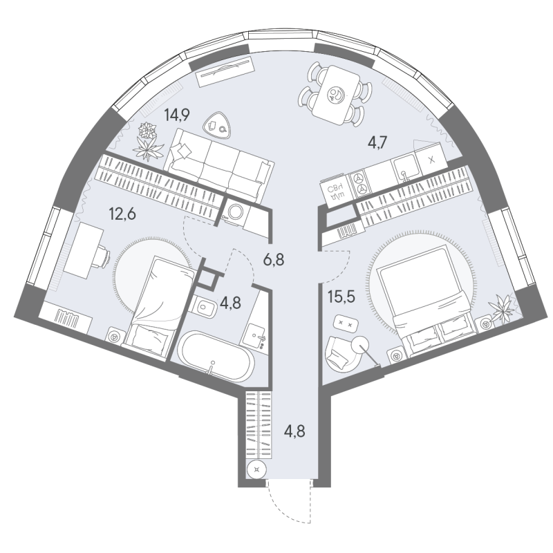 3 ккв (Евро) 64,1 м²