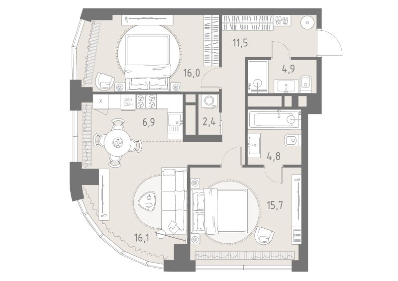 3 ккв (Евро) 78,3 м²