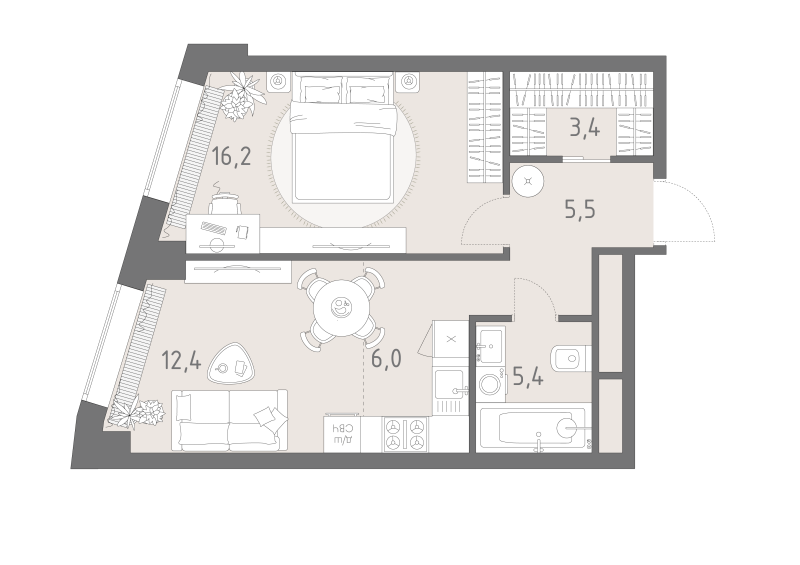 2 ккв (Евро) 48,9 м²