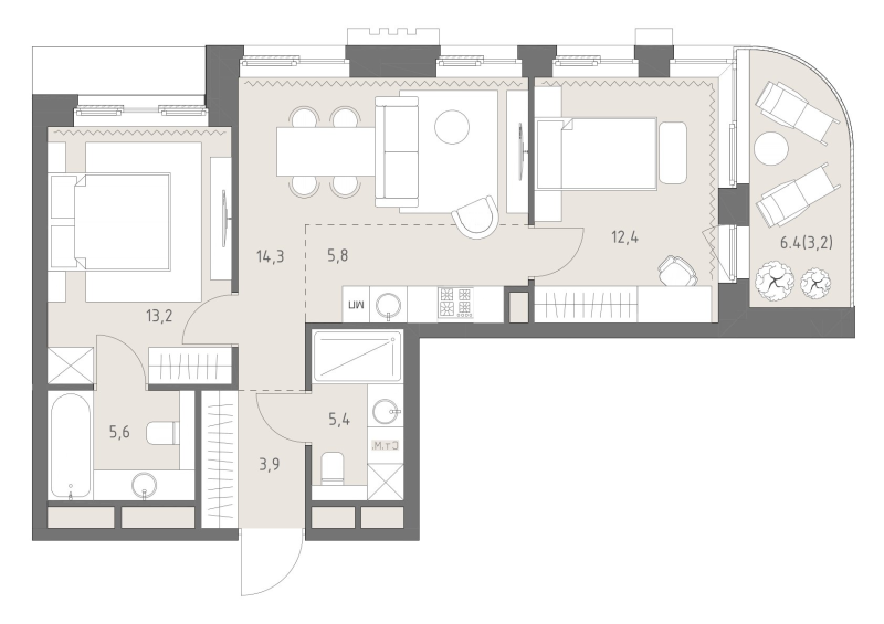 3 ккв (Евро) 64,6 м²