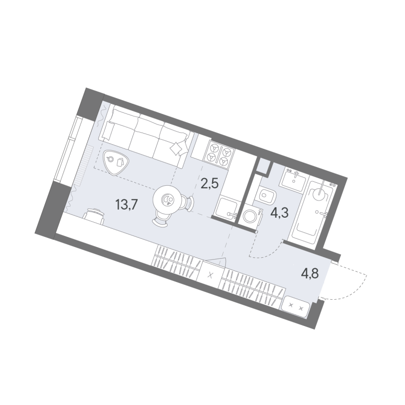 Студия 25,3 м²