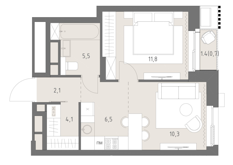 2 ккв (Евро) 41 м²
