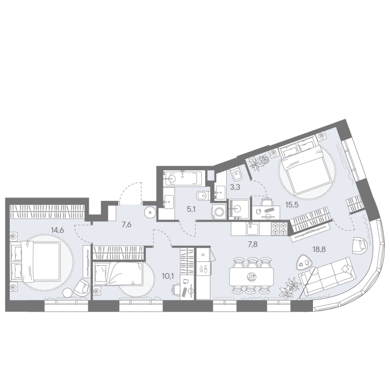 4 ккв (Евро) 82,8 м²