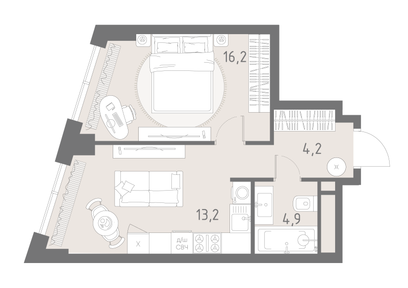 1 ккв 38,5 м²