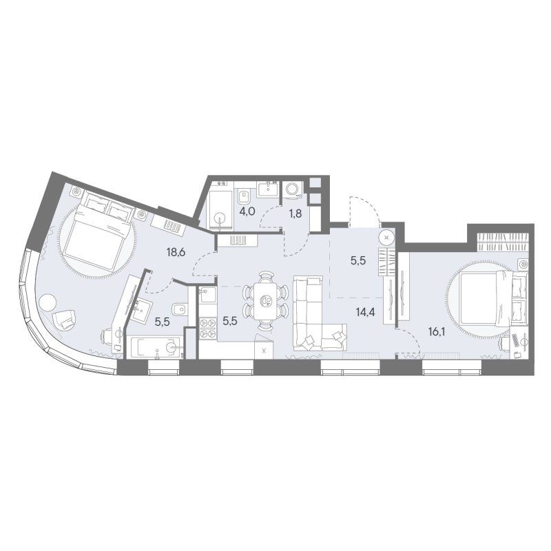 3 ккв (Евро) 71,4 м²