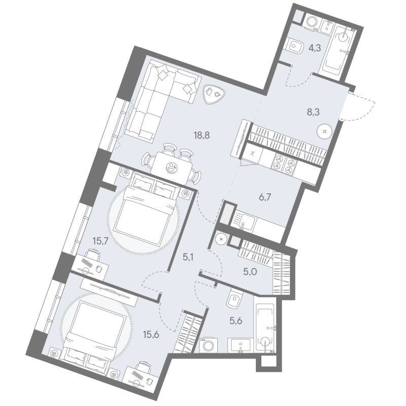3 ккв (Евро) 85,1 м²