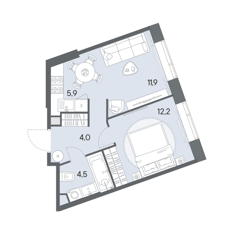2 ккв (Евро) 38,5 м²