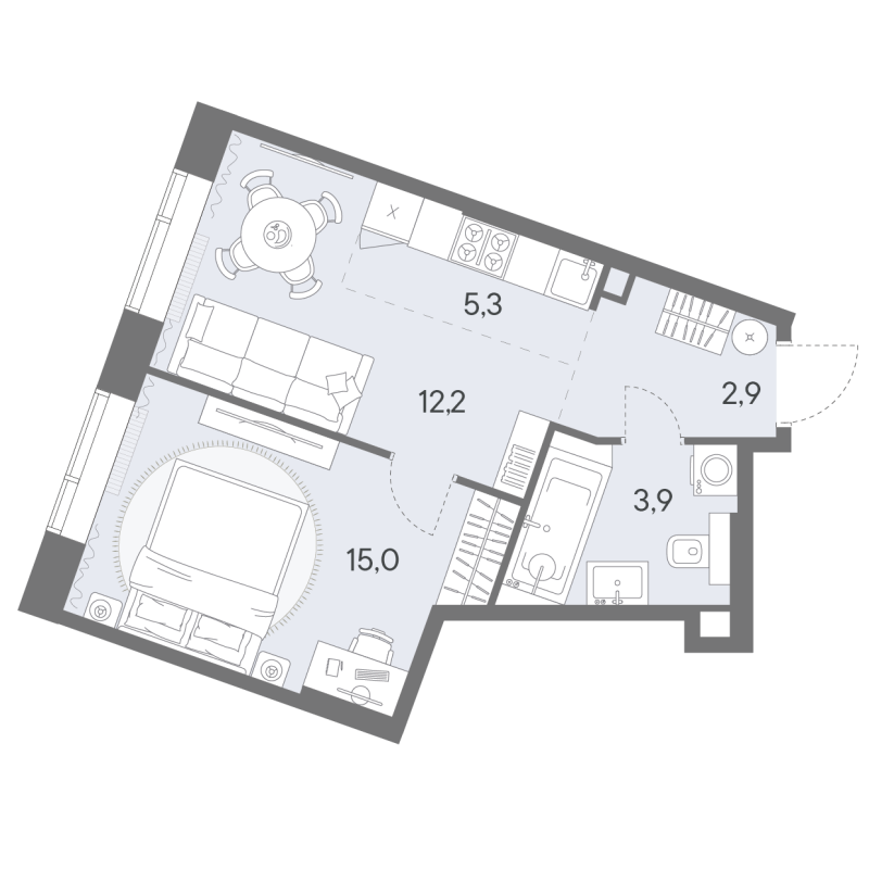 2 ккв (Евро) 39,3 м²
