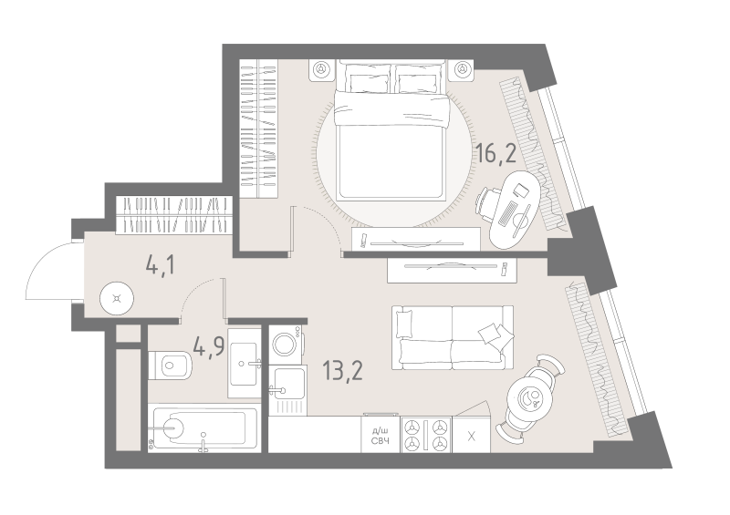 1 ккв 38,4 м²
