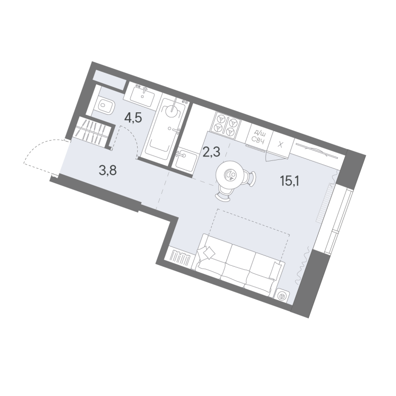 Студия 25,7 м²