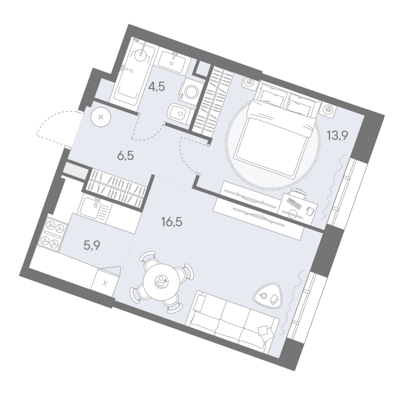2 ккв (Евро) 47,3 м²