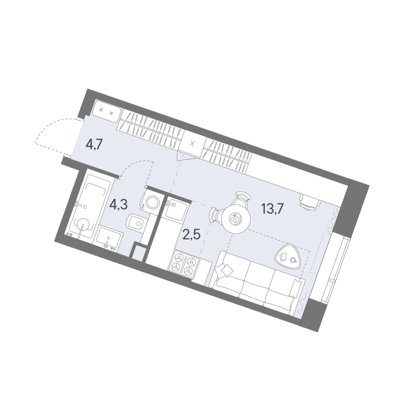 Студия 25,2 м²