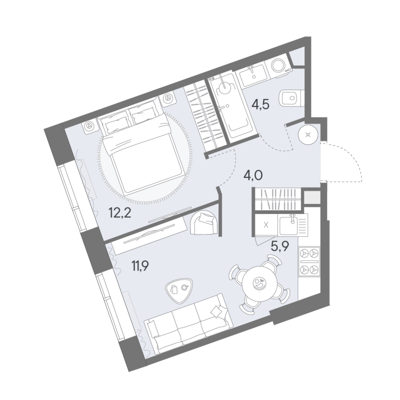 2 ккв (Евро) 38,5 м²