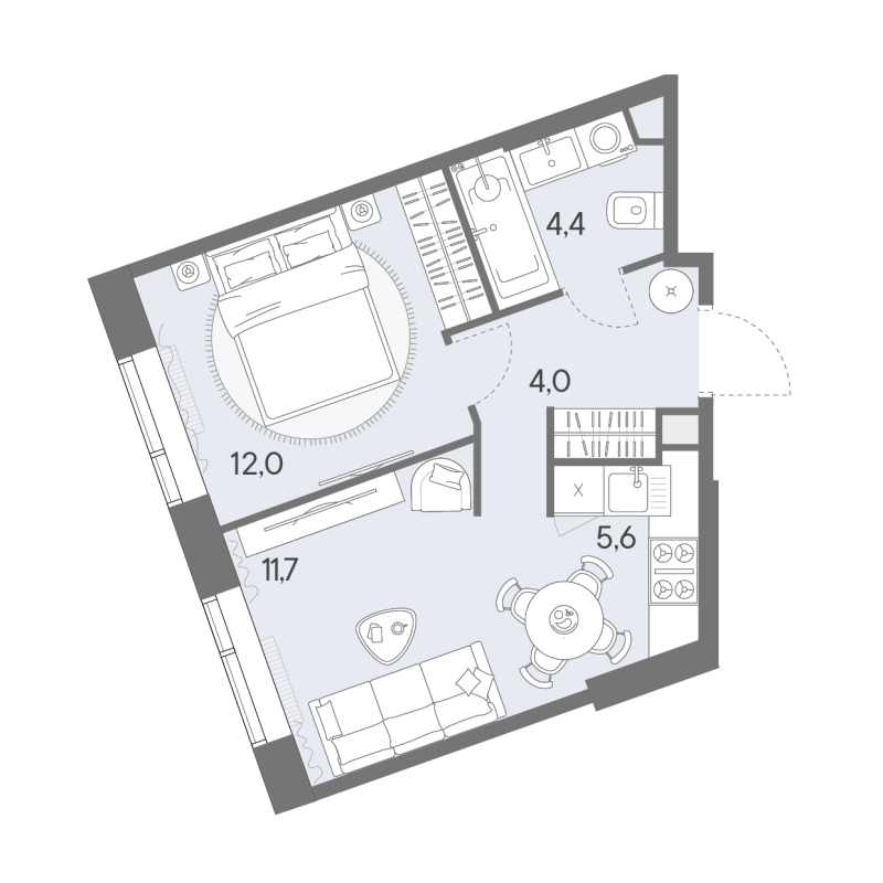 2 ккв (Евро) 37,7 м²