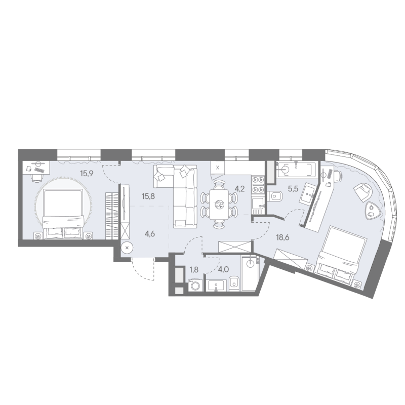 3 ккв (Евро) 70,4 м²