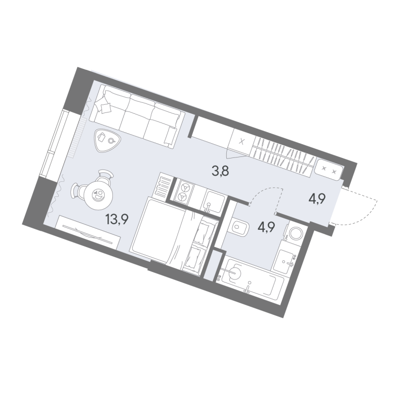 Студия 27,5 м²