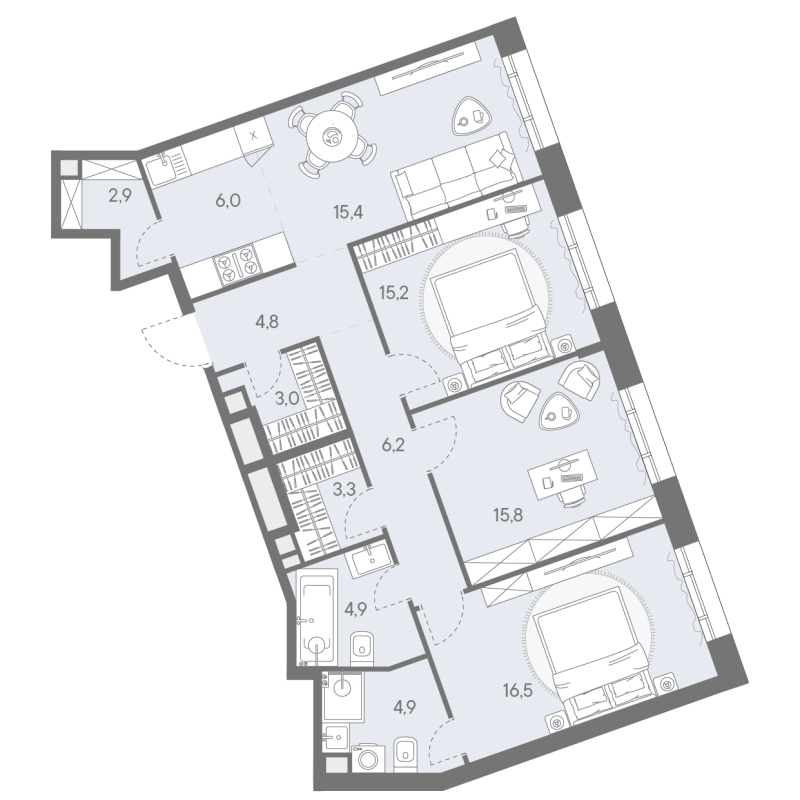 4 ккв (Евро) 98,9 м²