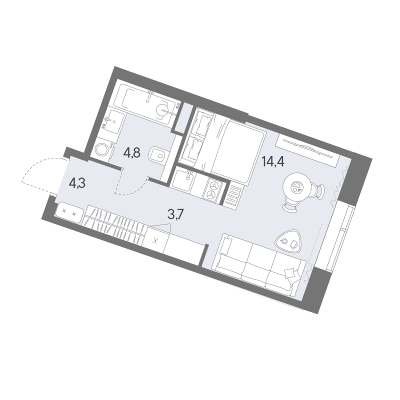 Студия 27,2 м²
