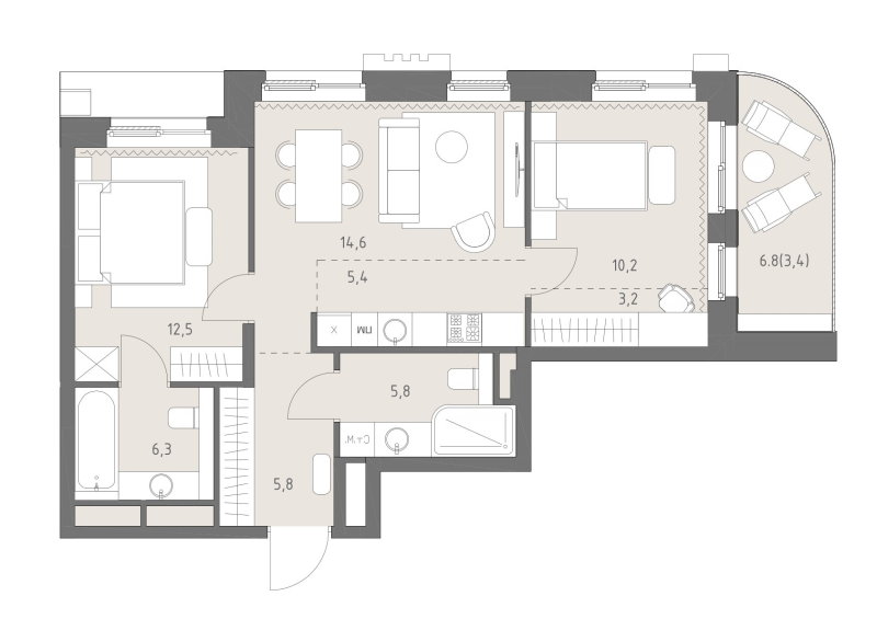 3 ккв (Евро) 67,2 м²