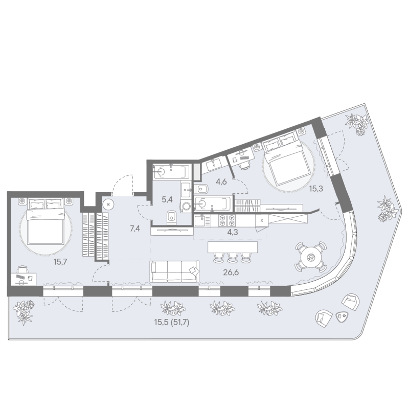 3 ккв (Евро) 94,8 м²