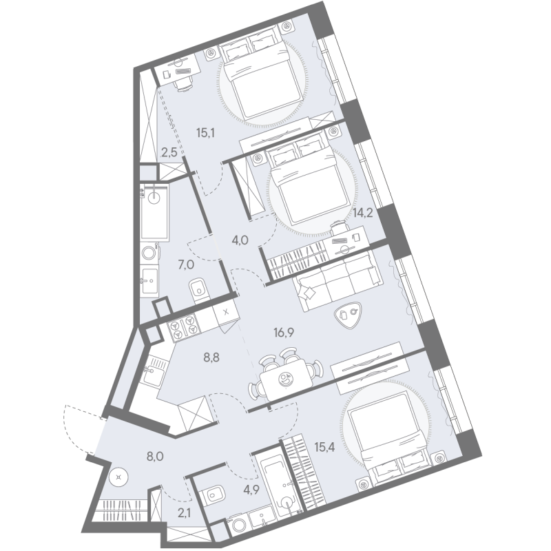 4 ккв (Евро) 98,9 м²